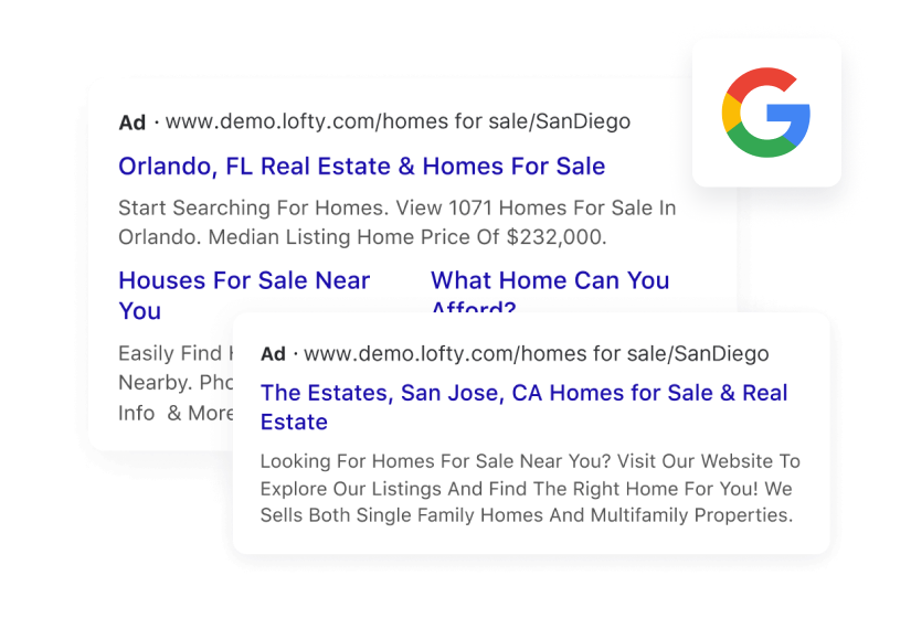 Pay per click search ads on Google